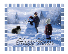  <b>Счастливой</b> зимы! Мальчики лепят снежную бабу  гифка анимация