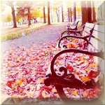  Осень, <b>скамейки</b> в парке в осенней листве  гифка анимация