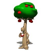  Дерево ест <b>свое</b> наливное яблочко  гифка анимация