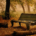  Осенняя <b>скамейка</b> вспоминает о лете  гифка анимация