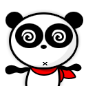 Панда с красным шарфиком в недоумении