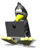Пингвинчик за ноутбуком