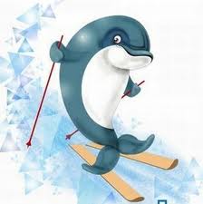  <b>Дельфинчик</b> на лыжах. Олимпиада в Сочи  гифка анимация
