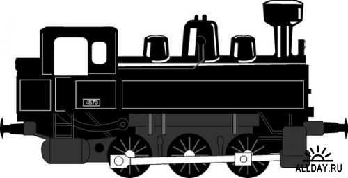 Железнодорожный транспорт ретро паровоз (подборка векторн...