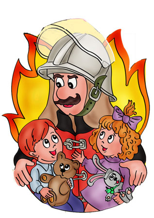 Открытки. 30 апреля День пожарной охраны. Пожарный с деть...