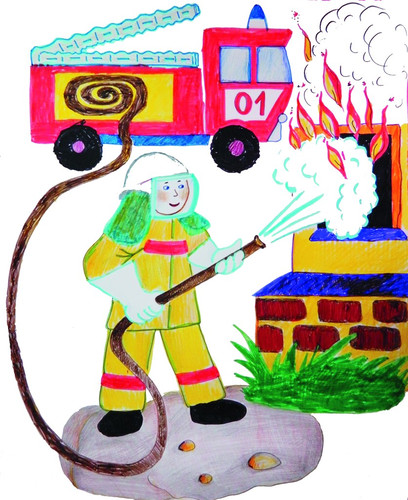 Открытки. 30 апреля День пожарной охраны. Детский рисунок!